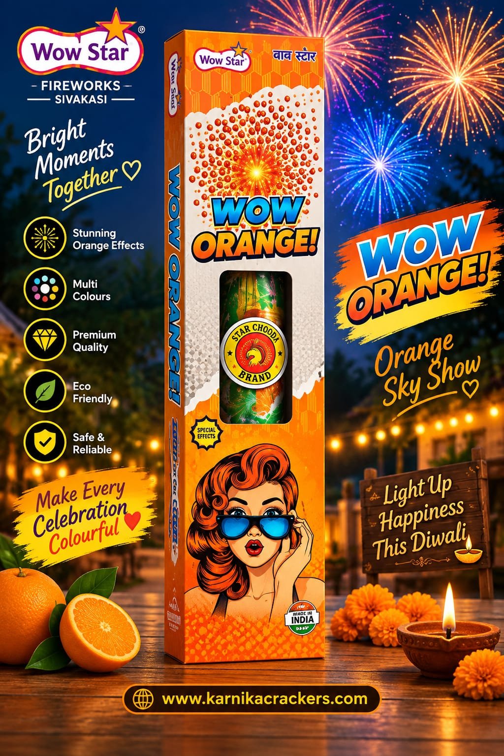 4' Fancy Pipe Orange Color