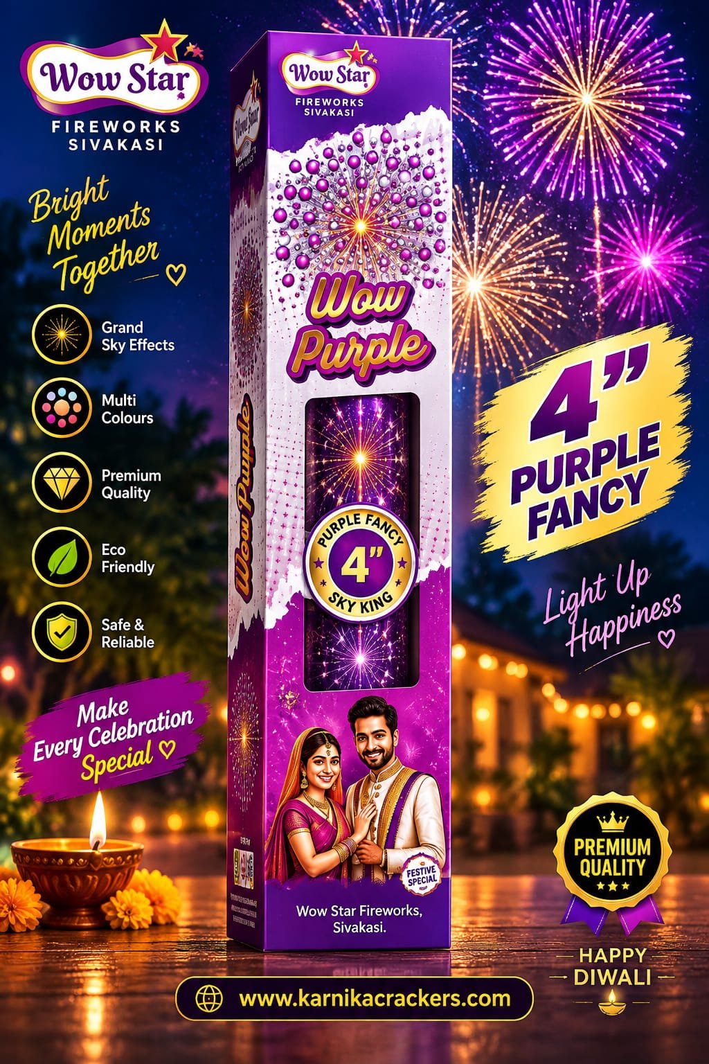 4' Fancy Pipe Purple Color