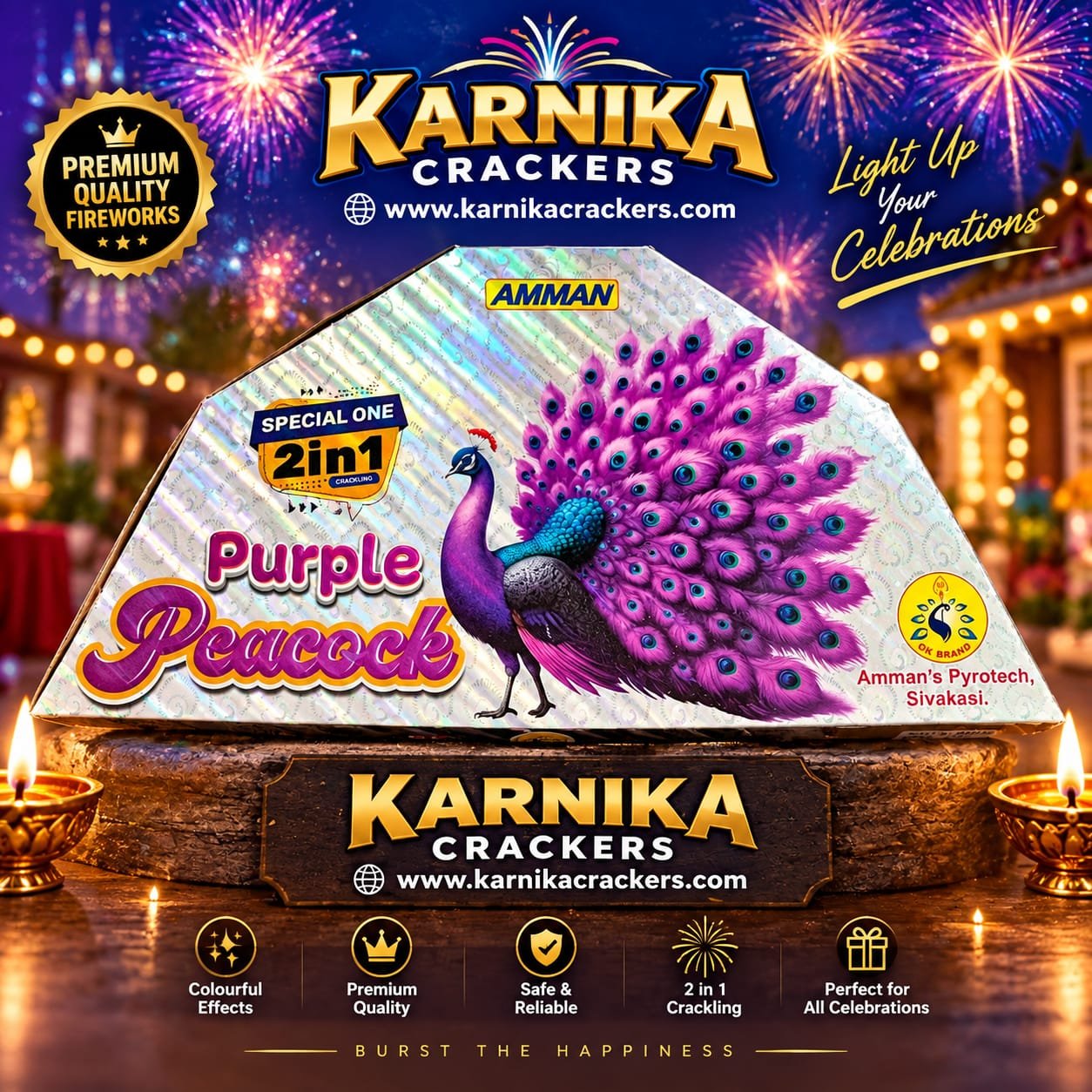Bada Peacock Pink Color Fountain 5Wings